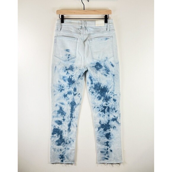 Paige Womens Jeans Blue Indigo Tie Dye Hoxton Slim Crop Straight Raw Hem Size 29 - Picture 3 of 10